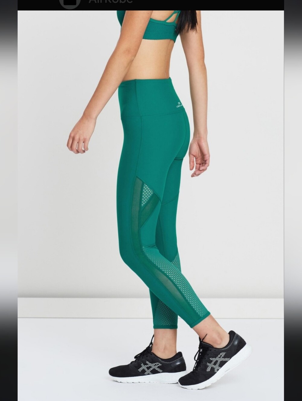 Lorna Jane Teal High-Rise Leggings with Mesh Hem Panels